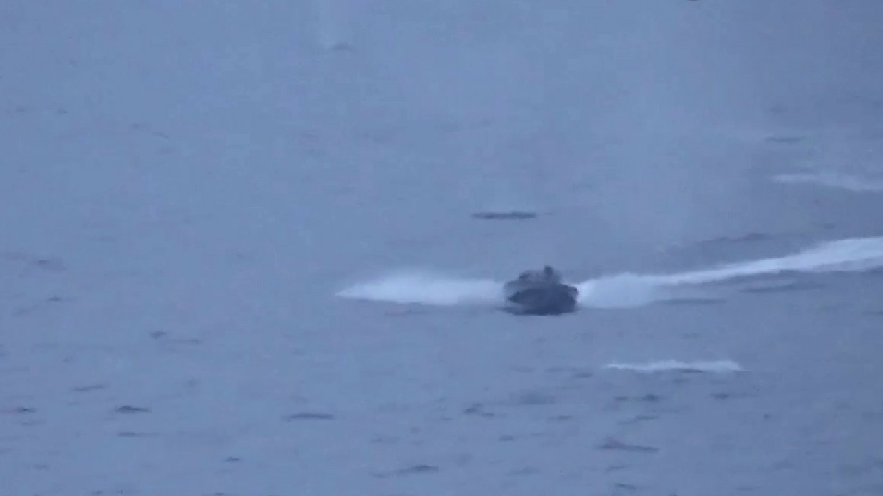 МО России показало видео подрыва беспилотника ВСУ, атаковавшего корабль «Иван Хурс»